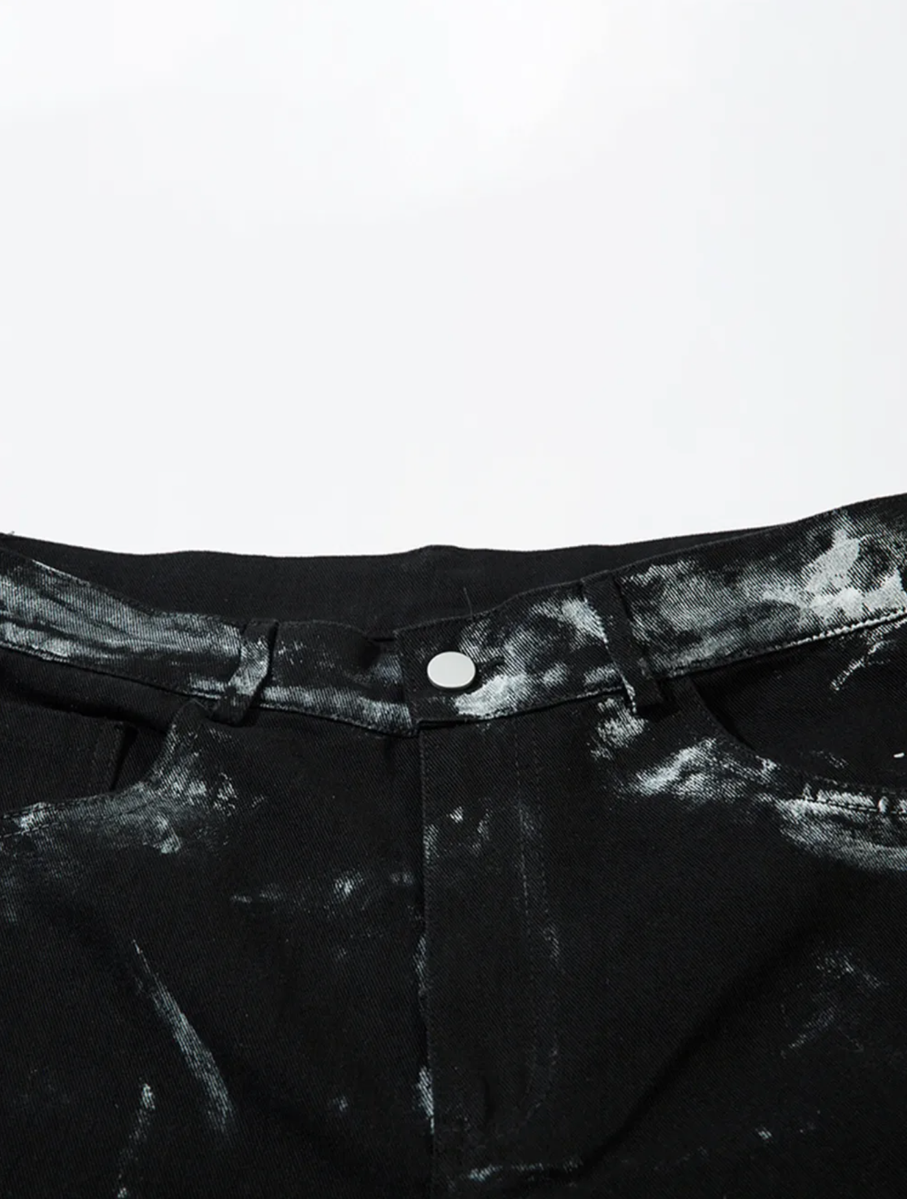 OBSIDIAN ICE Wide Leg Pants - Distressed Black Cotton Cargo Pants | R4RE