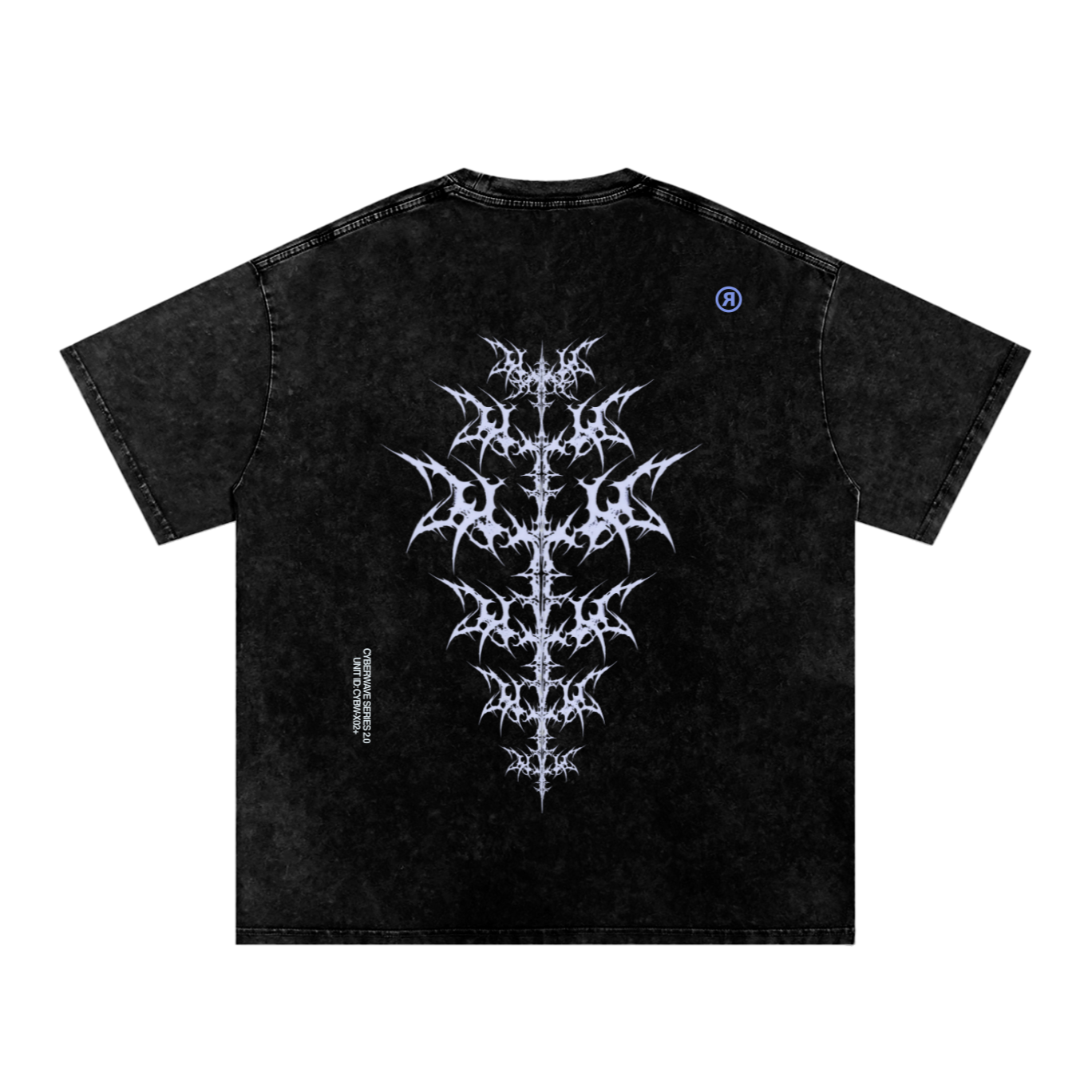 UNIT ID CYBW-X02+ acid-washed boxy tee in graphite black - premium cotton streetwear