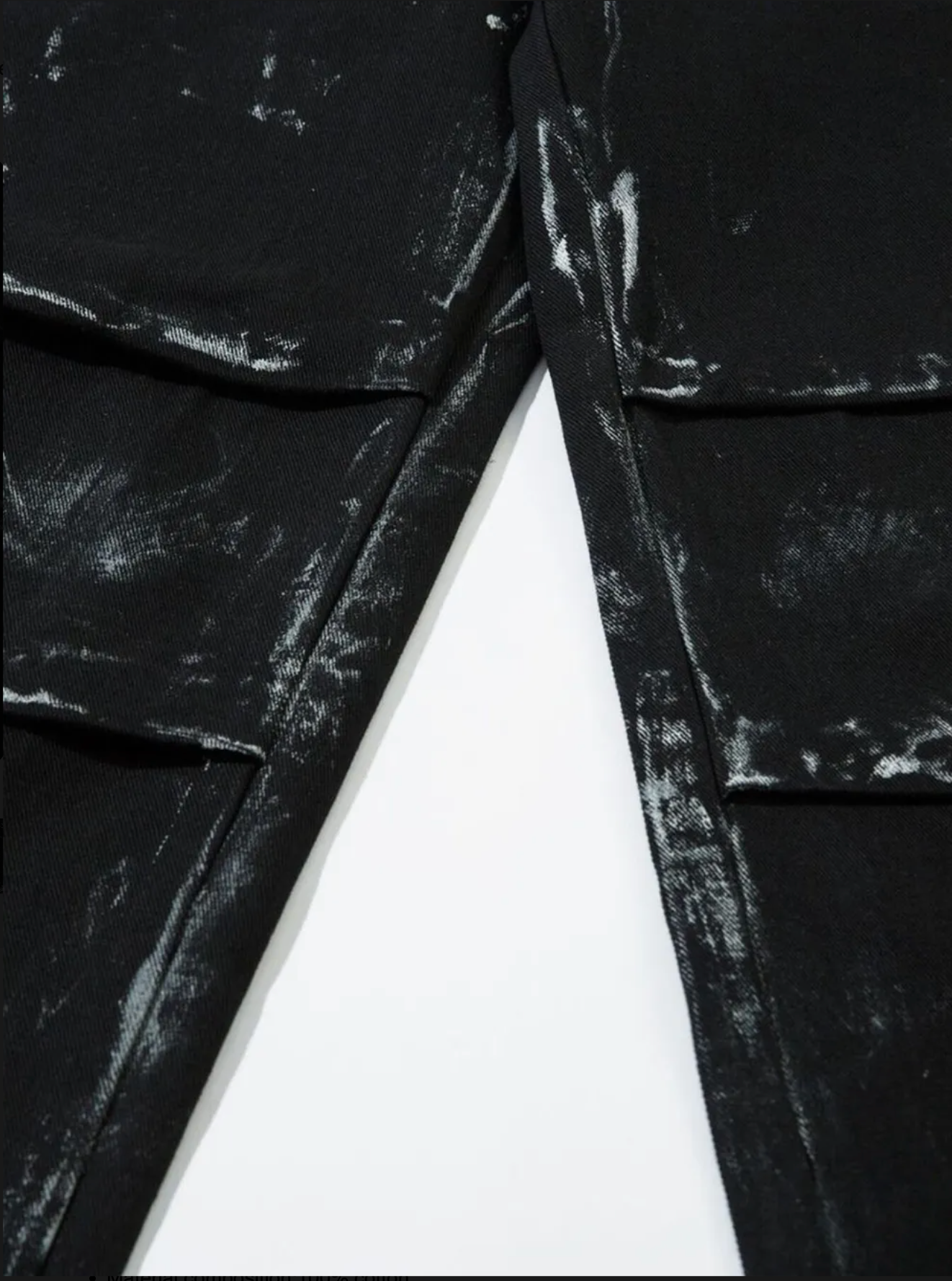 OBSIDIAN ICE Wide Leg Pants - Distressed Black Cotton Cargo Pants | R4RE